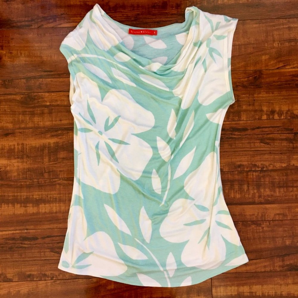 Krimson Klover Flower-Print Hand-Painted Cowl-Neck Sleeveless Top